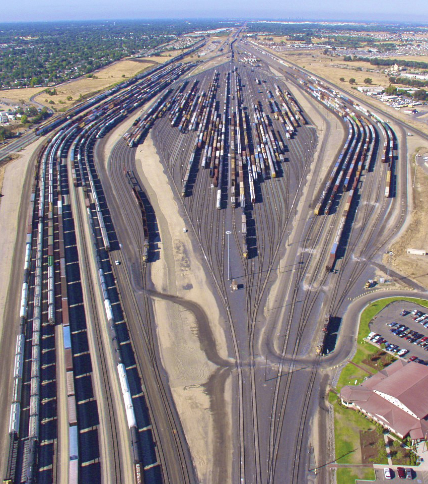 Ariel image of Roseville's railyard